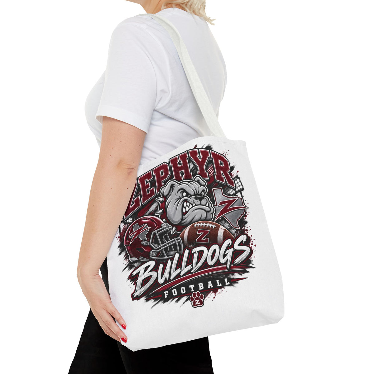 Bulldogs Football Tote Bag — Zephyr Mascot Collegiate Game Day Tote