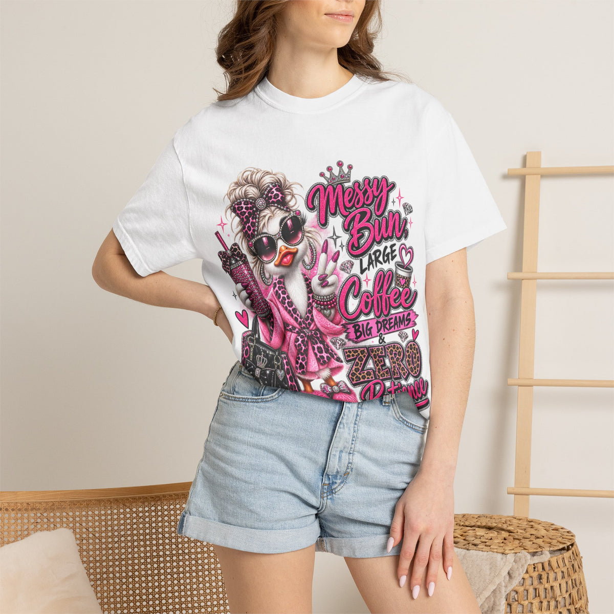 Messy Bun, Big Coffee, Zero Patience T-Shirt — Funny Graphic Tee for Moms & Busy Women