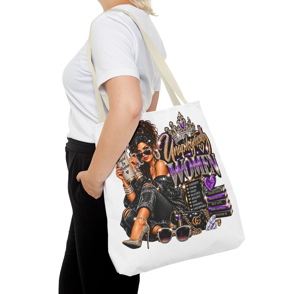 Unapologetically Woman Tote Bag — Empowered Black Queen Graphic Tote