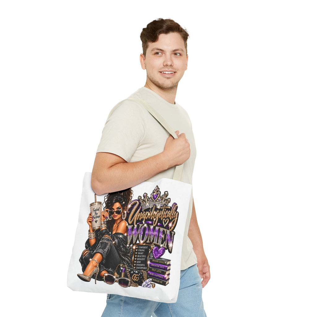 Unapologetically Woman Tote Bag — Empowered Black Queen Graphic Tote