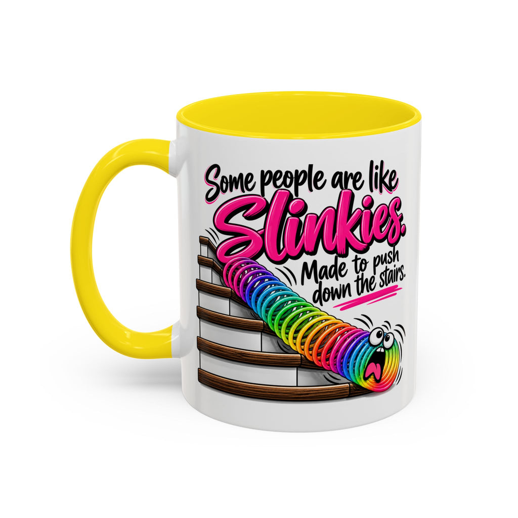 Funny 'Some People Are Like Slinkies' Accent Coffee Mug – Humorous Rainbow Slinky Gift