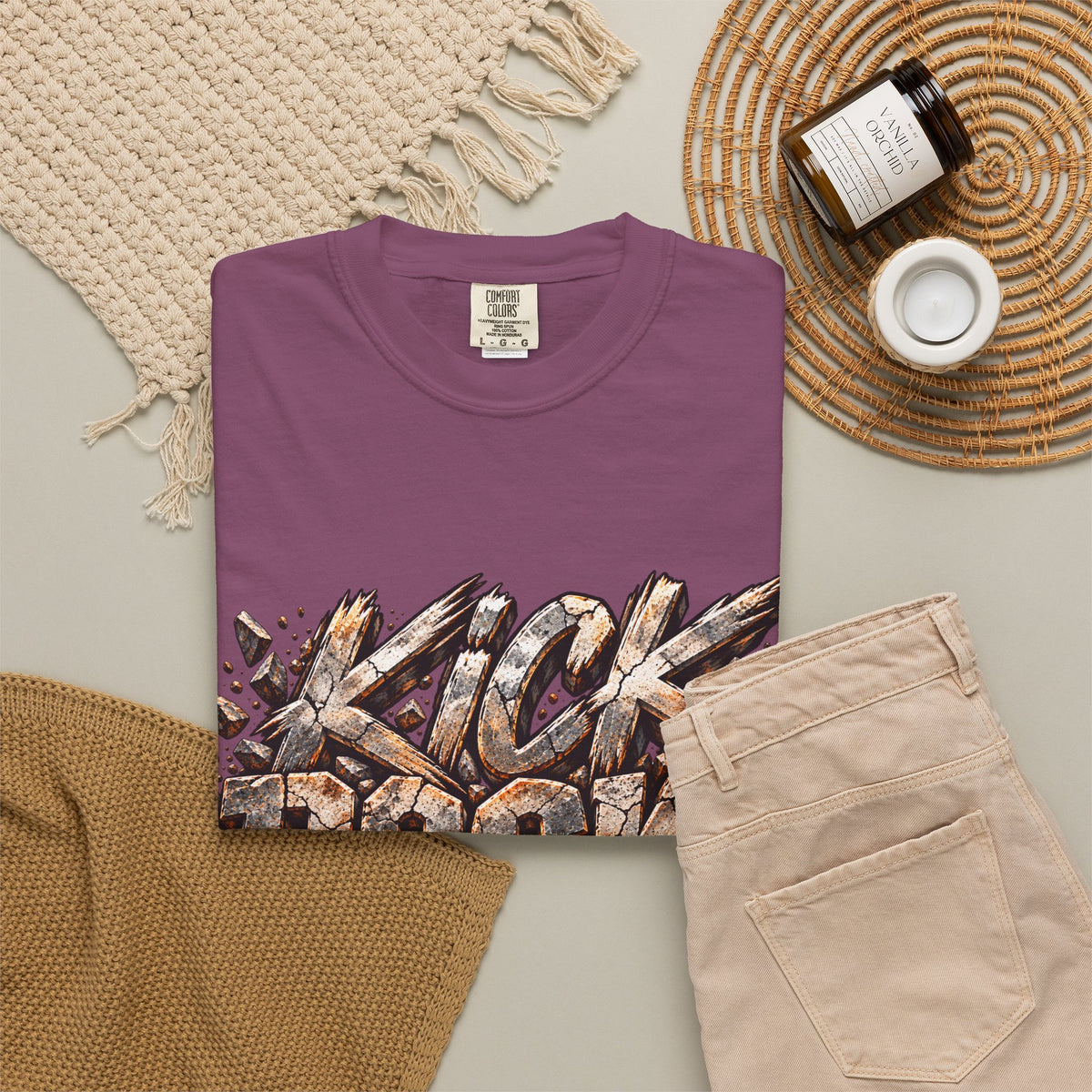 Kick Rocks T‑Shirt — Grunge Stone Graffiti Tee
