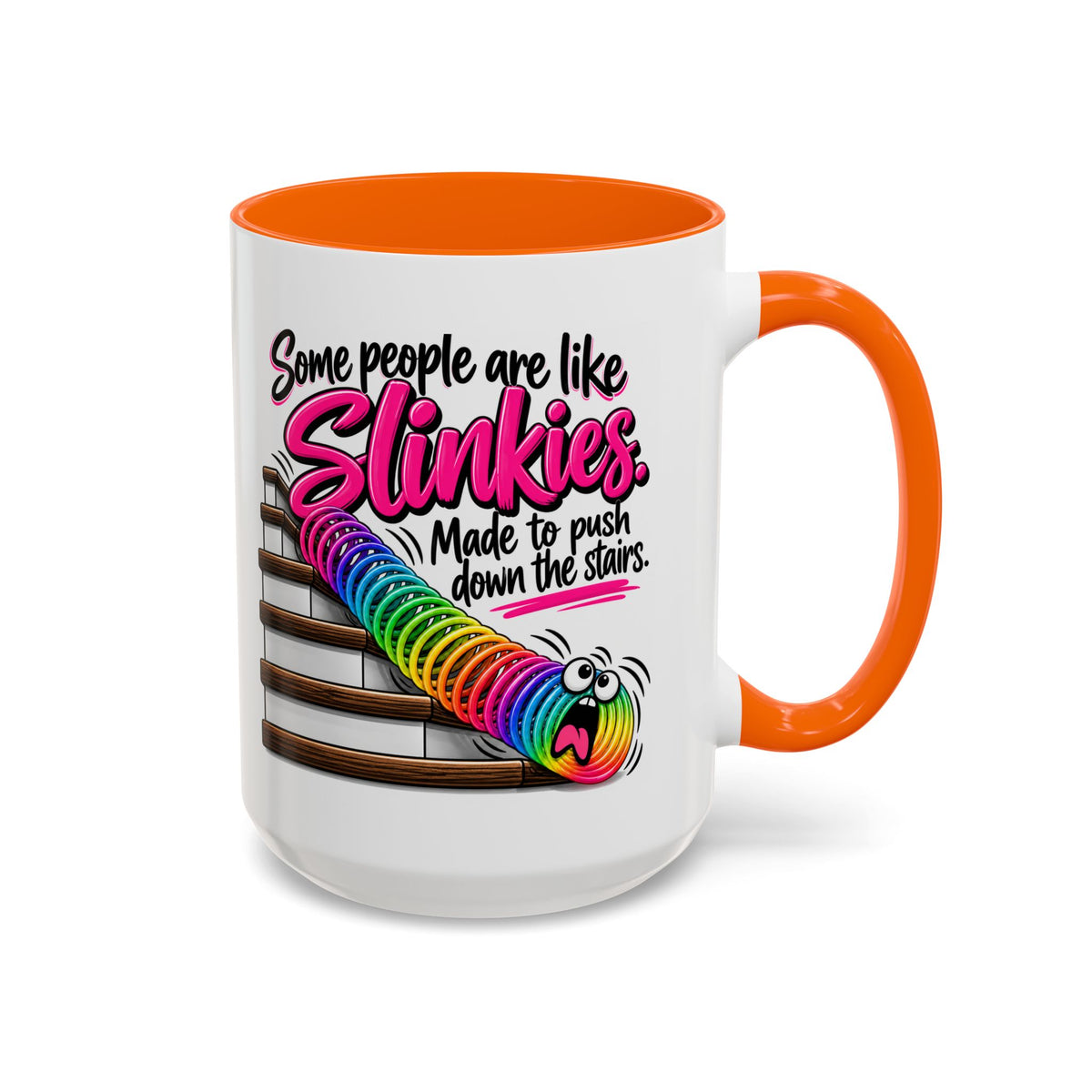 Funny 'Some People Are Like Slinkies' Accent Coffee Mug – Humorous Rainbow Slinky Gift
