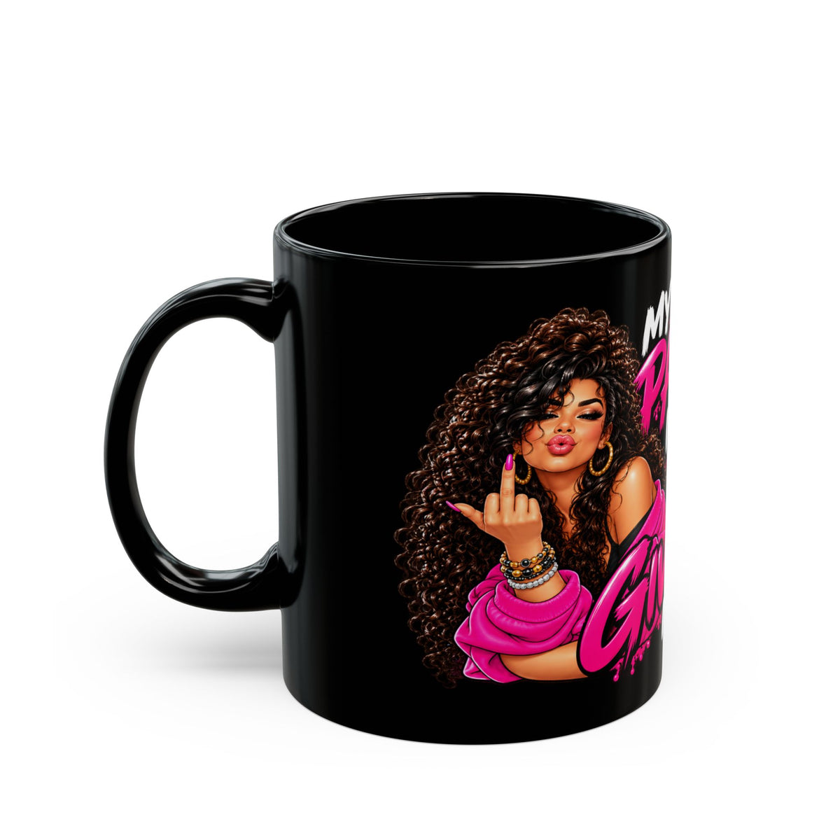 Sarcastic Black Mug — "My Patience Is Thin and My Give a F*** Is Broken"