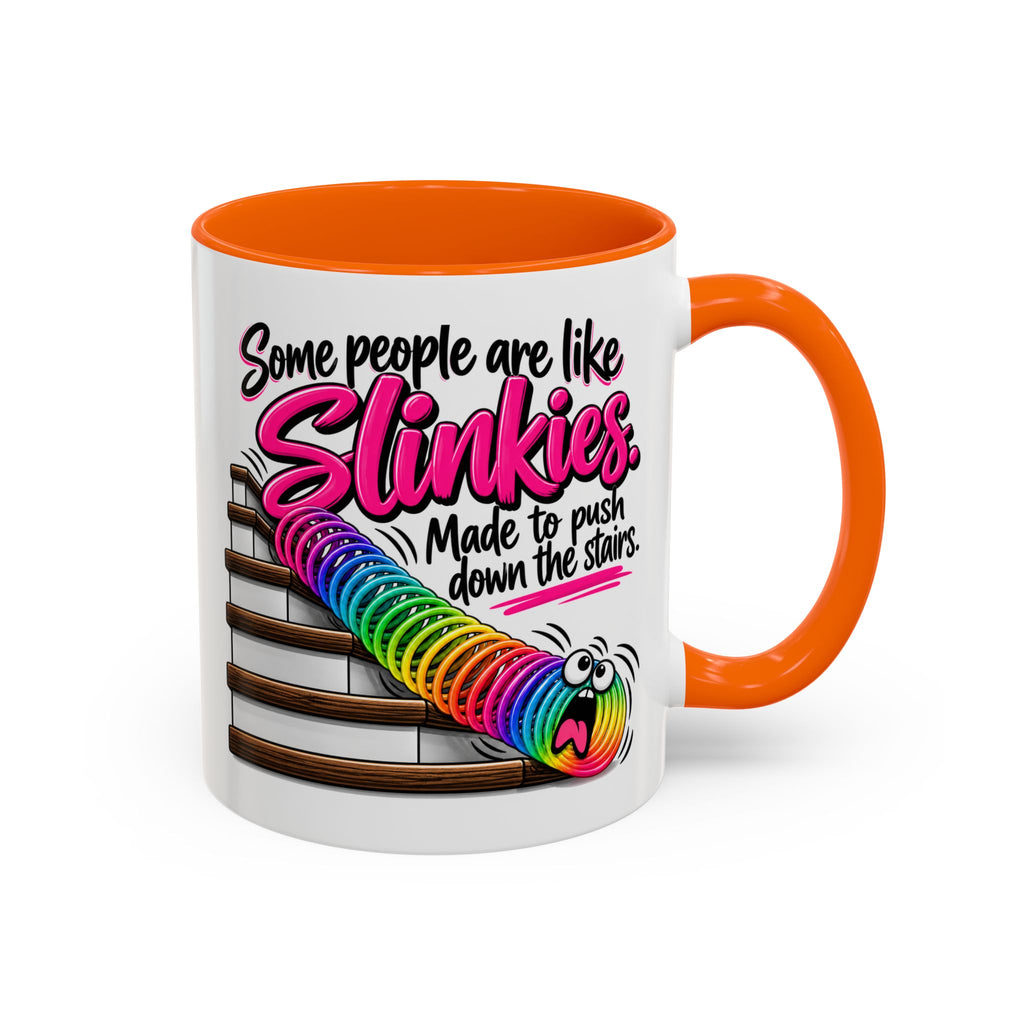 Funny 'Some People Are Like Slinkies' Accent Coffee Mug – Humorous Rainbow Slinky Gift