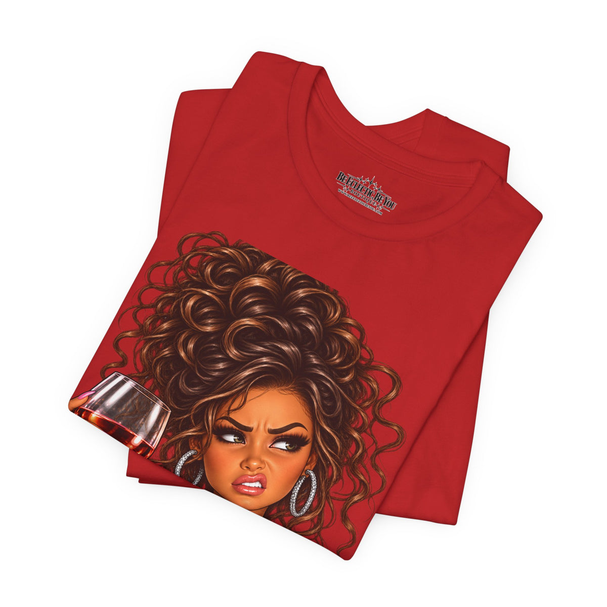 Curly Hair Wine Lover Graphic T-Shirt
