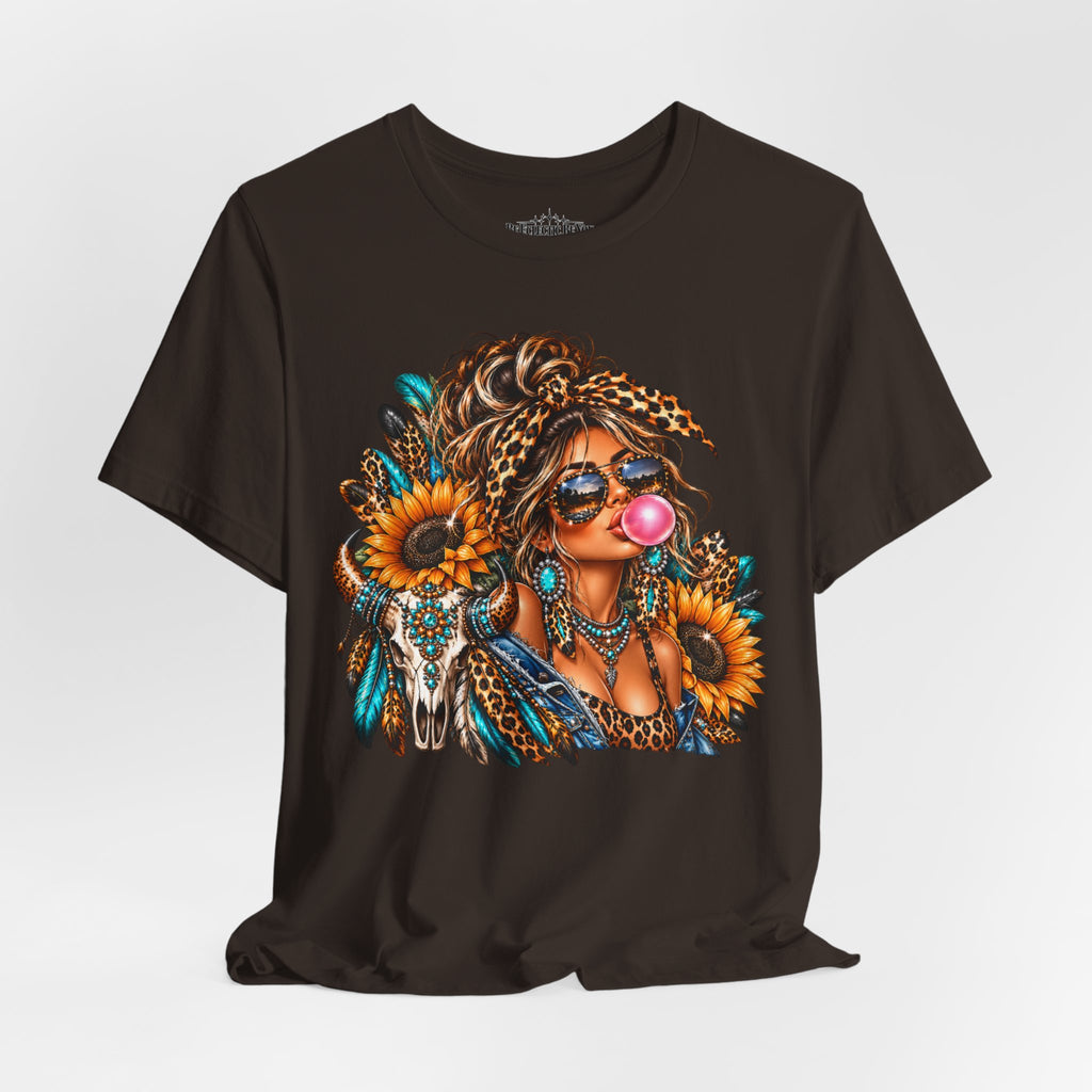 Boho Woman with Sunflowers Graphic T-Shirt
