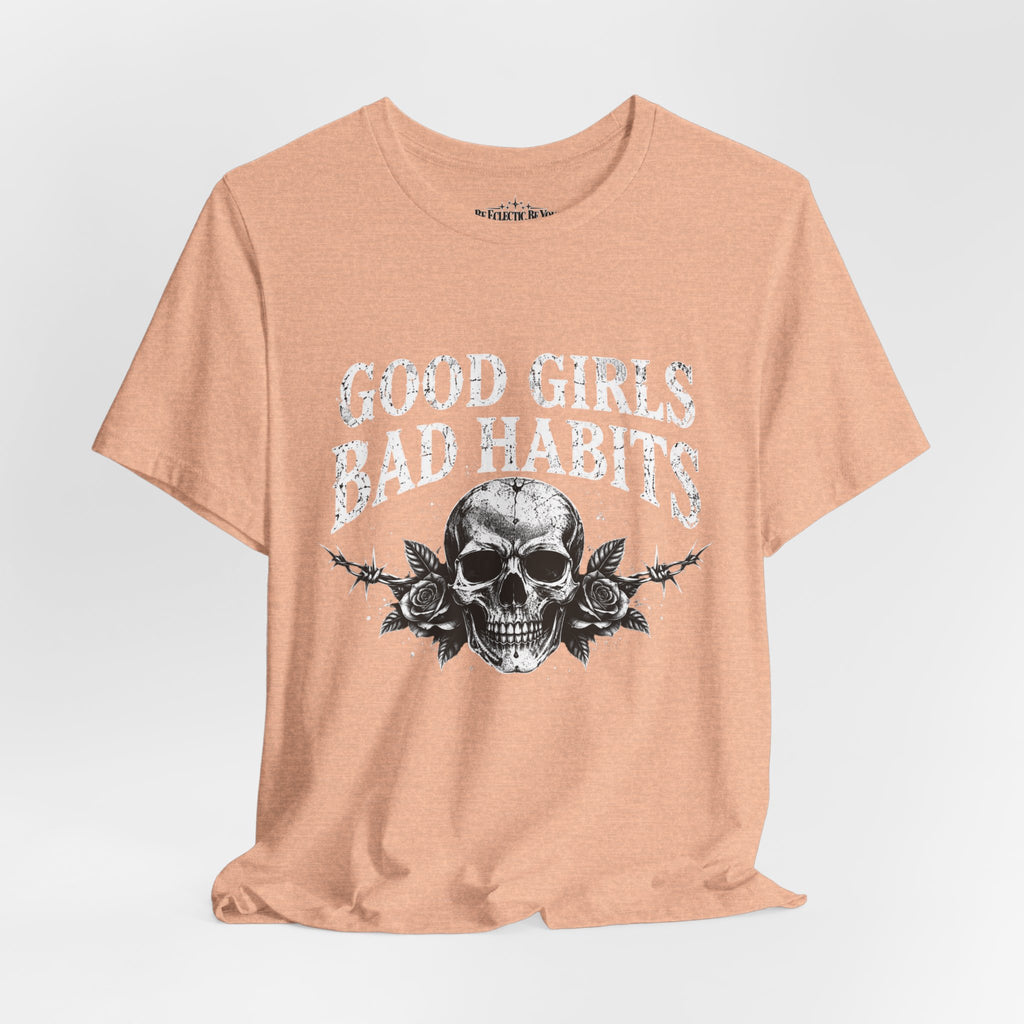 Good Girls Bad Habits Skull Graphic T-Shirt
