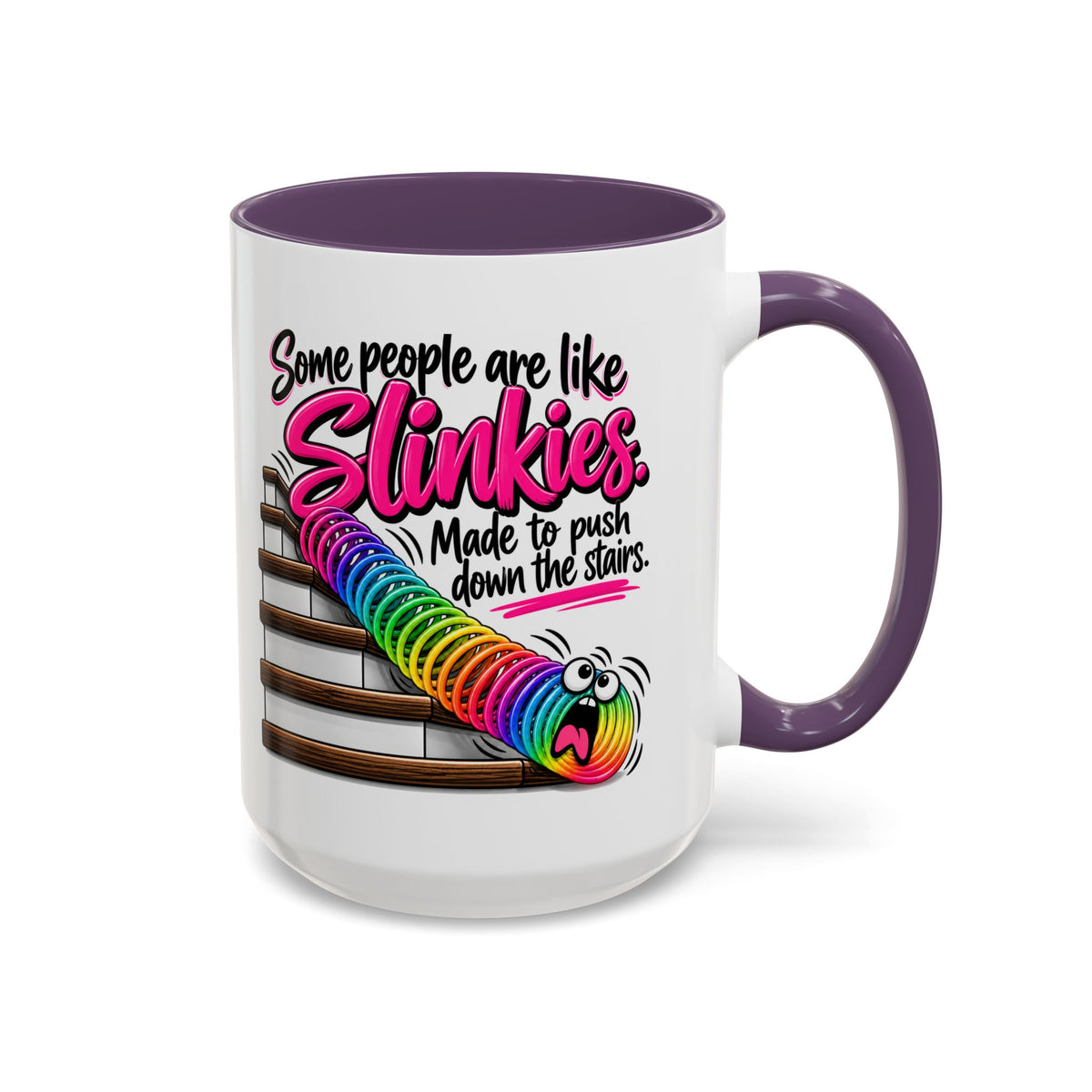 Funny 'Some People Are Like Slinkies' Accent Coffee Mug – Humorous Rainbow Slinky Gift
