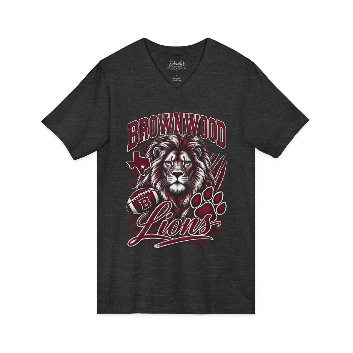 Brownwood Lions Unisex Jersey Short Sleeve V-Neck Tee