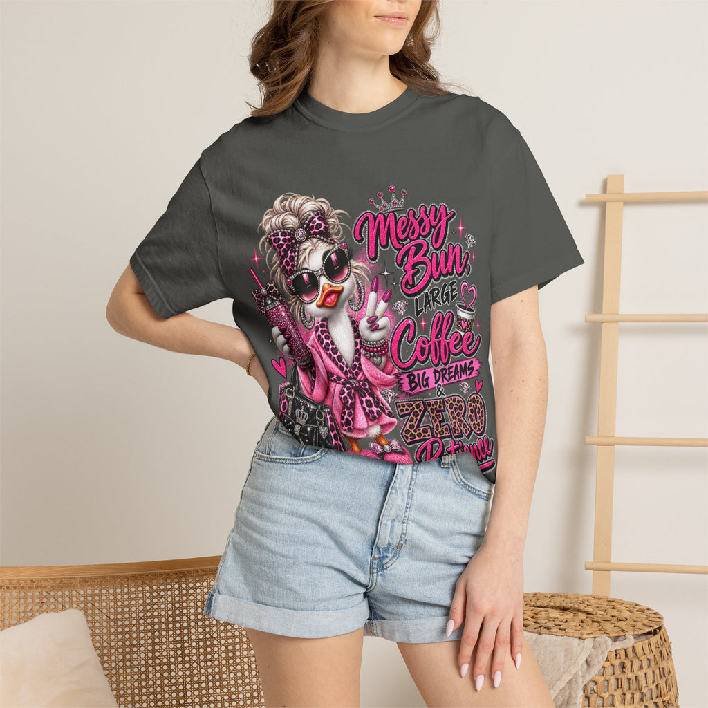 Messy Bun, Big Coffee, Zero Patience T-Shirt — Funny Graphic Tee for Moms & Busy Women