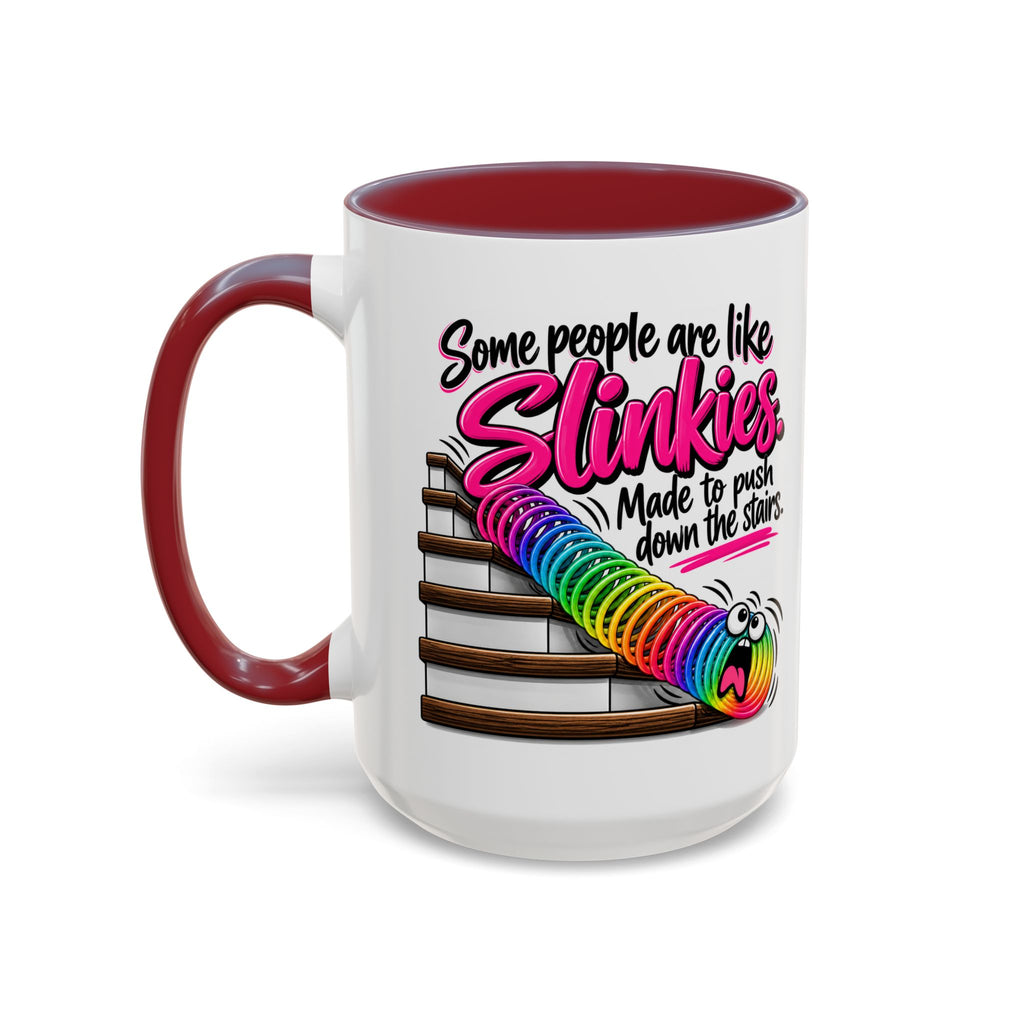 Funny 'Some People Are Like Slinkies' Accent Coffee Mug – Humorous Rainbow Slinky Gift