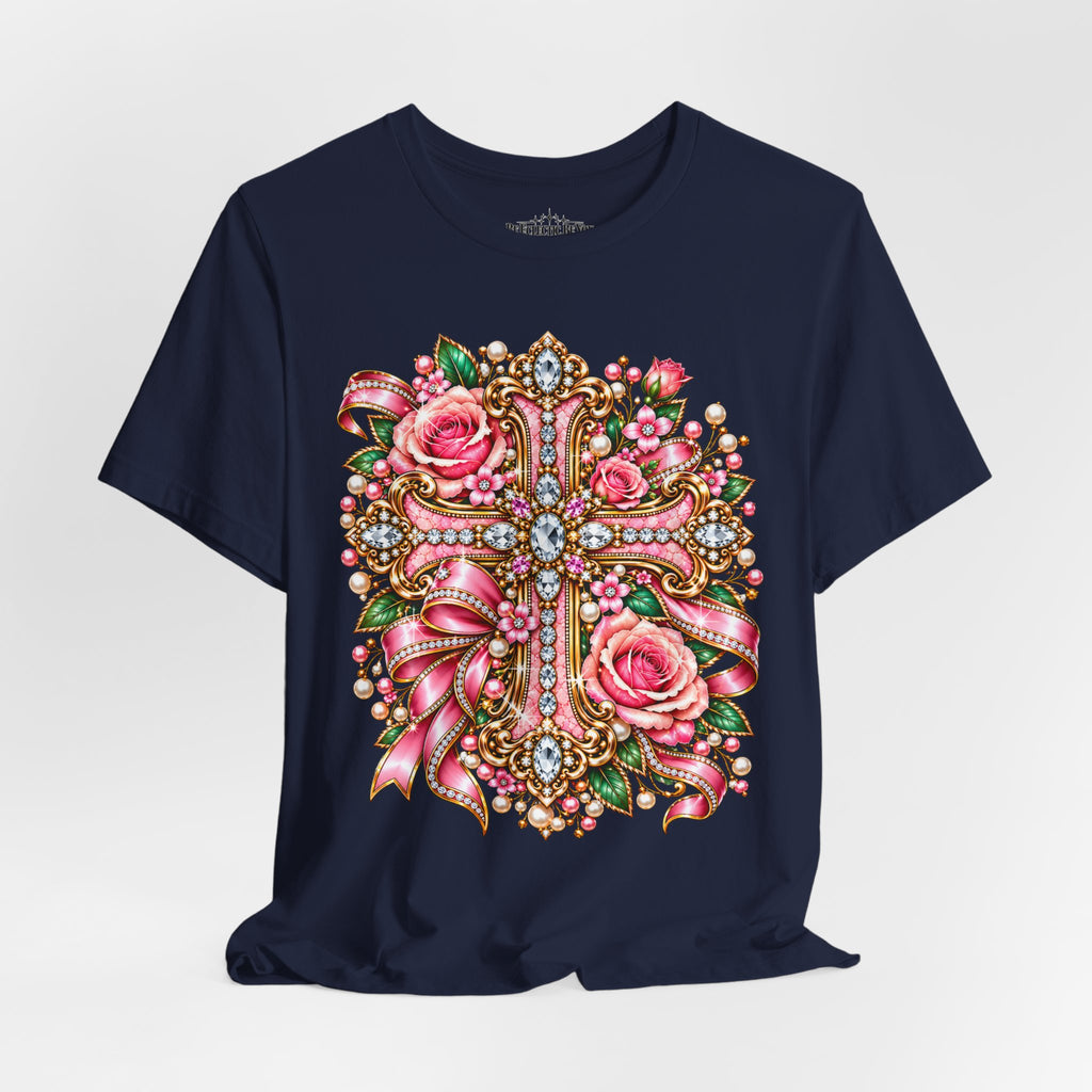 Ornate Floral Cross Rose Tee