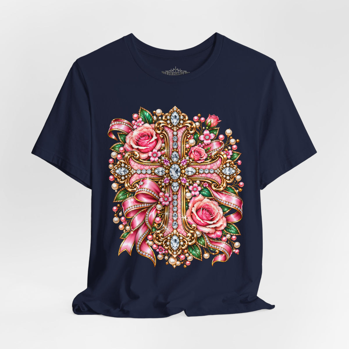 Ornate Floral Cross Rose Tee