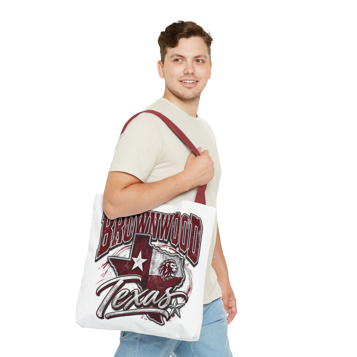 Brownwood Texas Tote Bag – Vintage State Pride AOP Canvas Tote