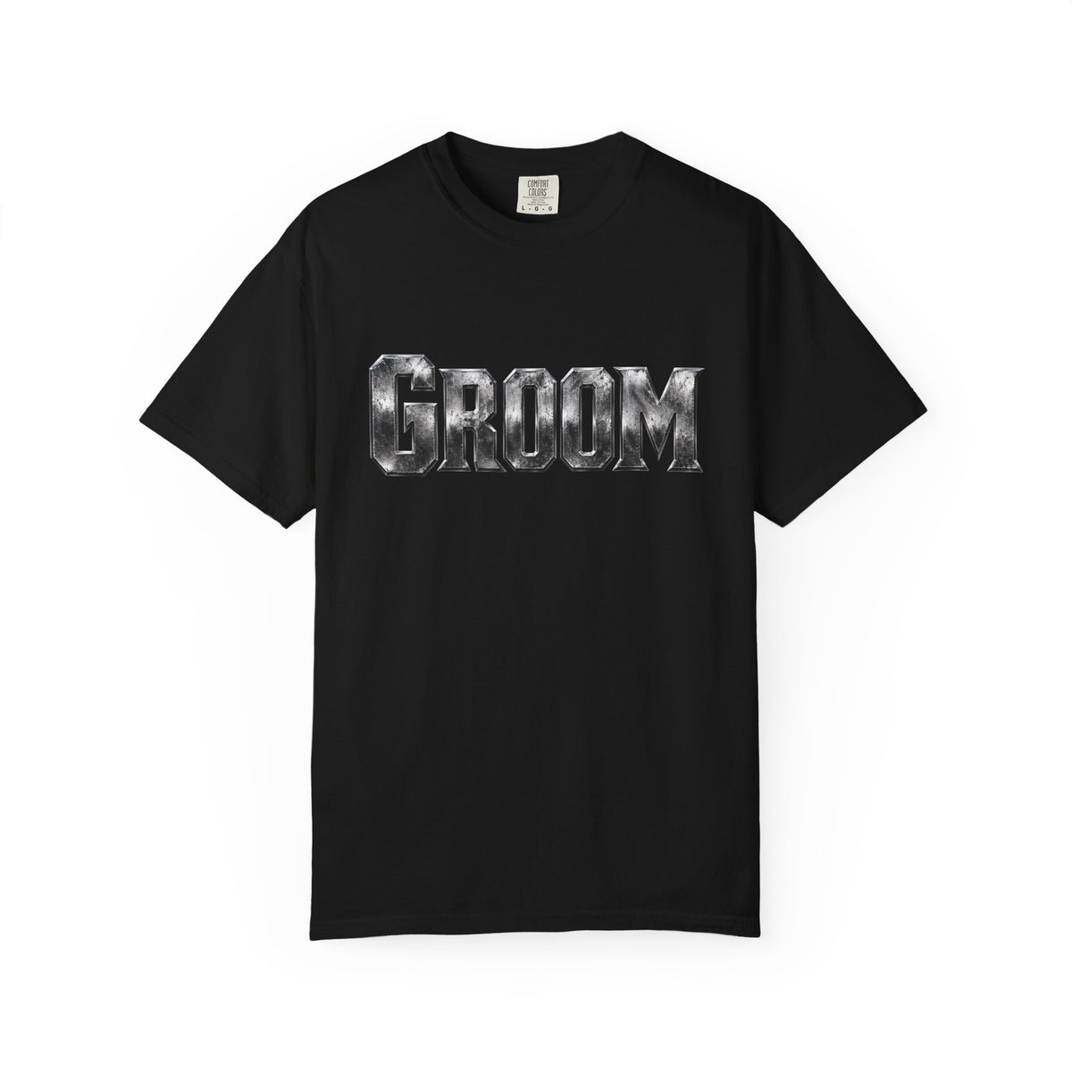 Groom Graphic T-Shirt — Metallic Lettering Wedding Tee for Grooms
