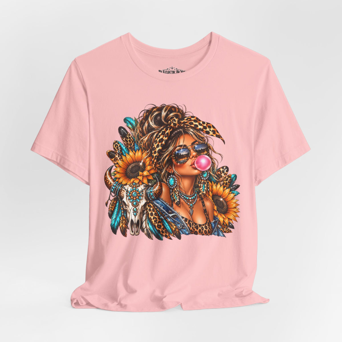 Boho Woman with Sunflowers Graphic T-Shirt