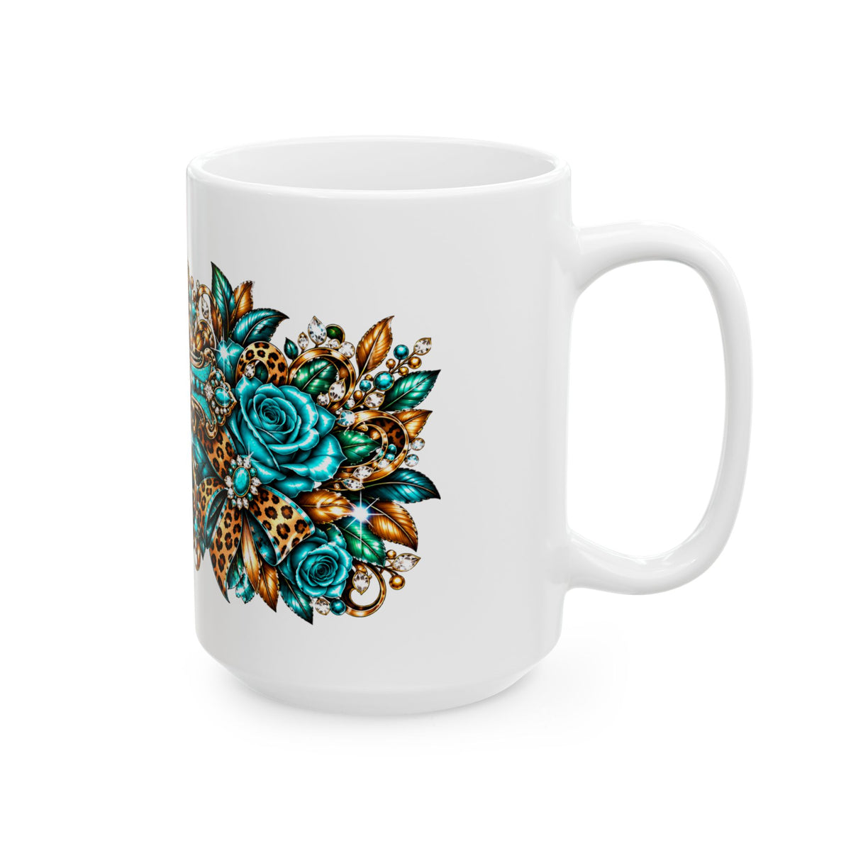 Ornate Turquoise Cross Mug – Gothic Christian Coffee Cup