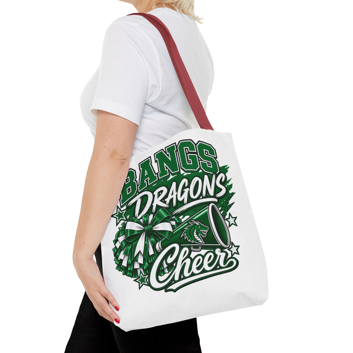 Bangs Dragons Cheer Tote Bag – Pom-Pom & Megaphone School Spirit Tote