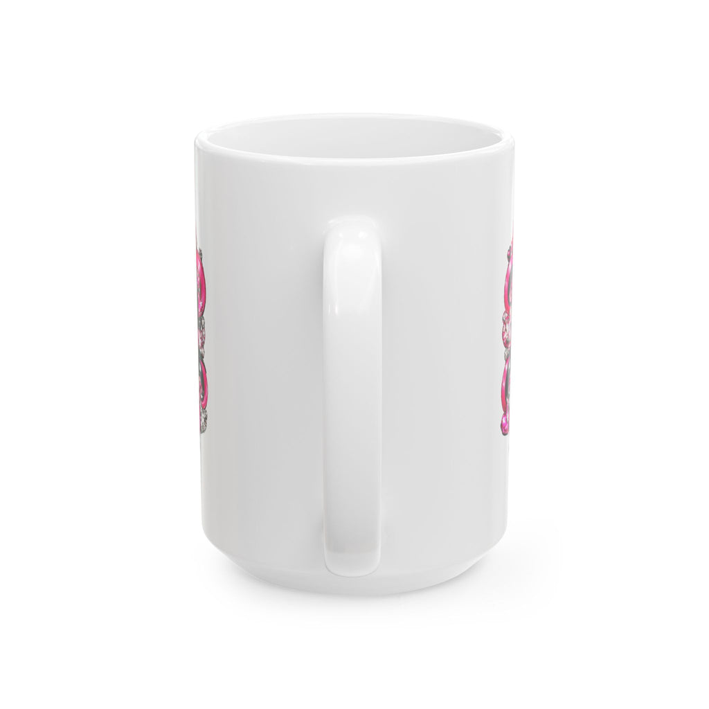 Pink Rhinestone Heart Love Ceramic Mug