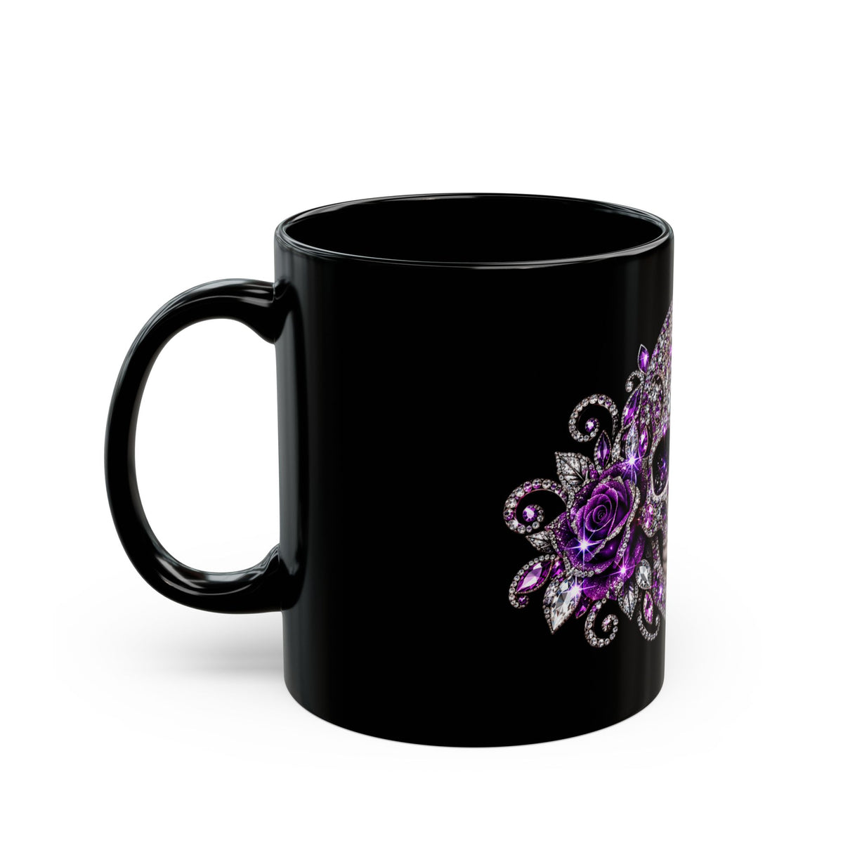 Black Mug — Purple Rhinestone Sugar Skull Mug (11oz/15oz)