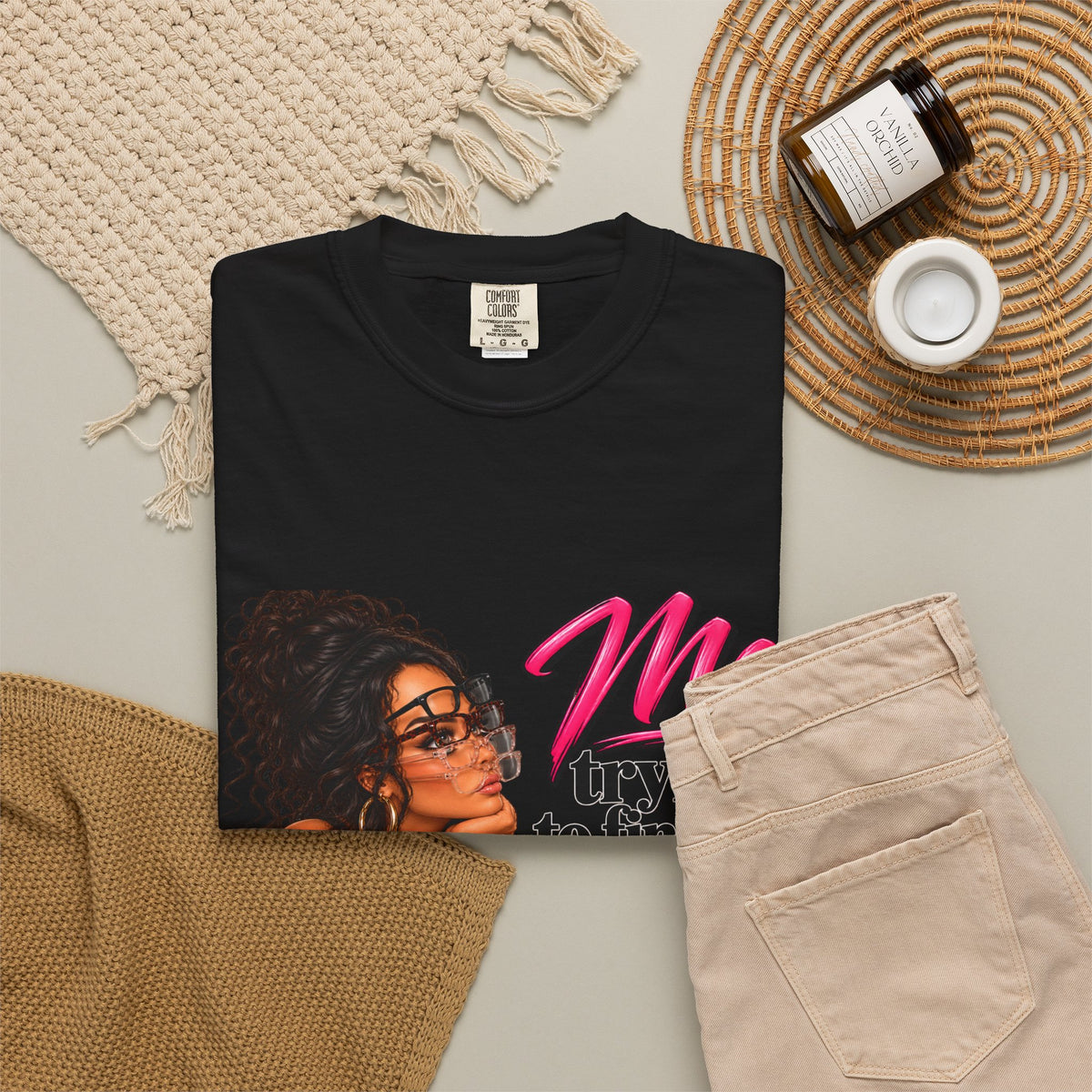 T-Shirt — "Me Trying to Find Out What I Saw in Him" Graphic Tee