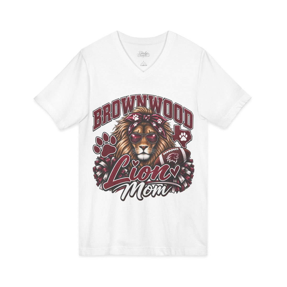 Brownwood Lions Mom Jersey Short Sleeve V-Neck Tee