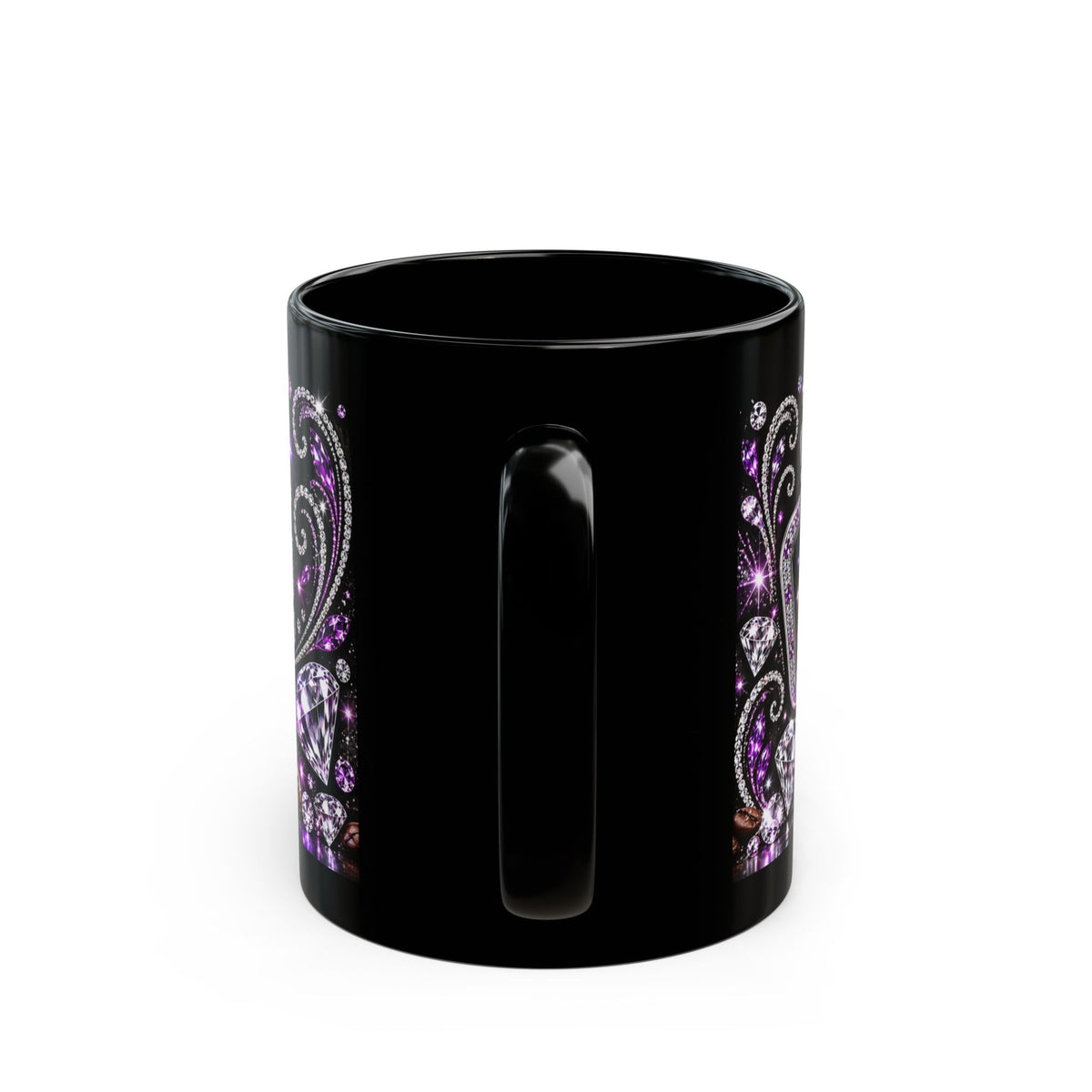 Good Coffee Brighter Days Black Ceramic Mug — Sparkling Purple Butterfly Design (11oz, 15oz)