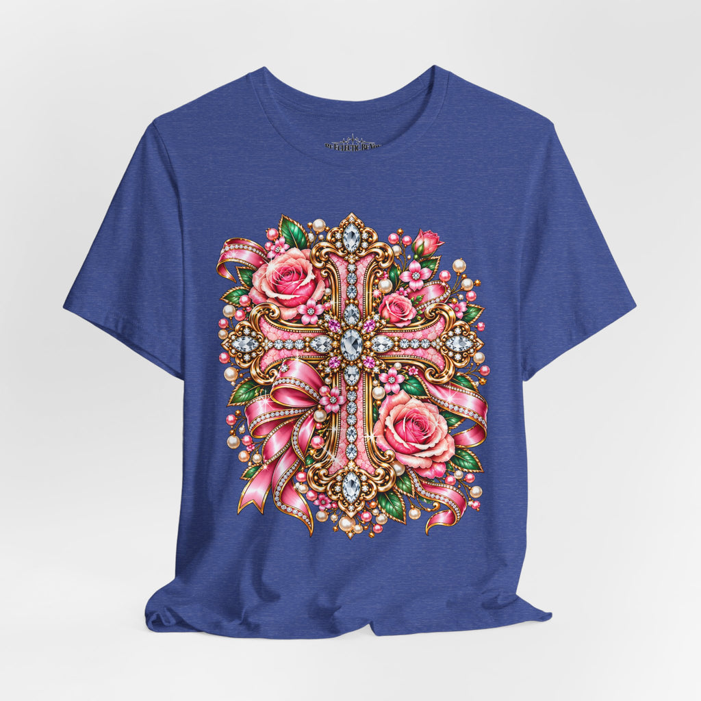 Ornate Floral Cross Rose Tee