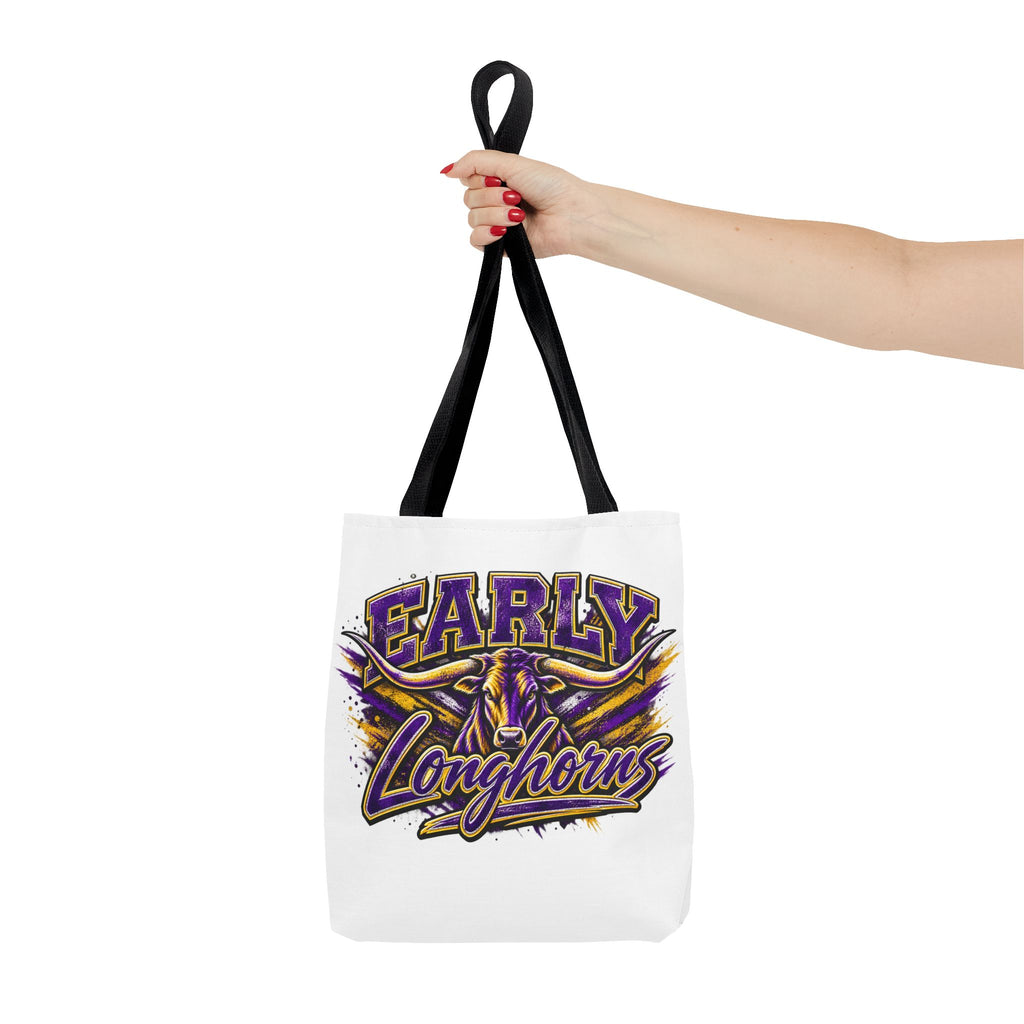 Early Longhorns Graphic Tote Bag – School Spirit Purple & Gold