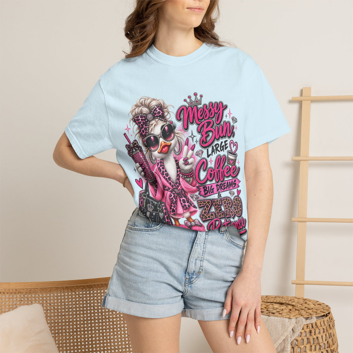 Messy Bun, Big Coffee, Zero Patience T-Shirt — Funny Graphic Tee for Moms & Busy Women
