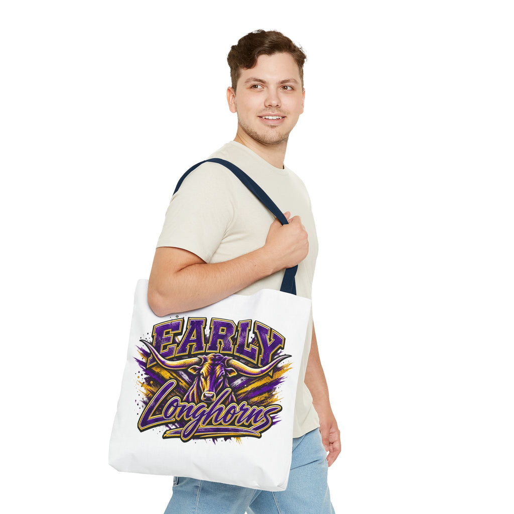 Early Longhorns Graphic Tote Bag – School Spirit Purple & Gold