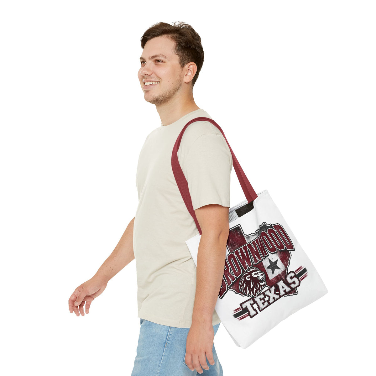 Brownwood Texas Lion Tote Bag – Vintage State Pride AOP Tote