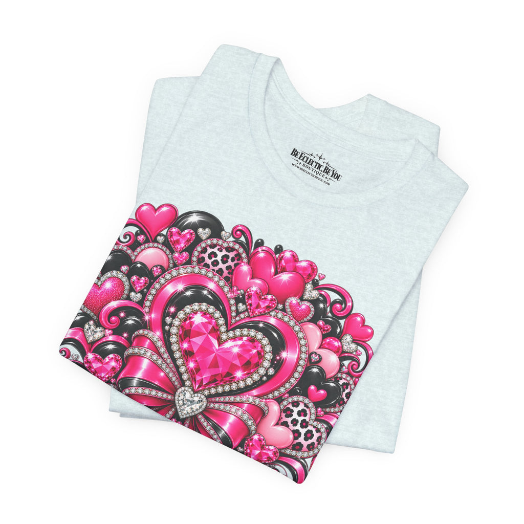 Pink Heart Valentine’s Day Graphic T-Shirt