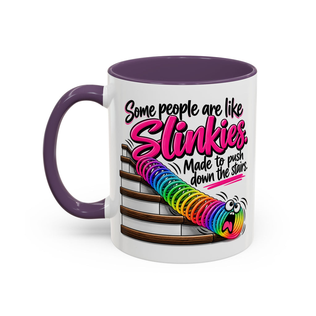 Funny 'Some People Are Like Slinkies' Accent Coffee Mug – Humorous Rainbow Slinky Gift