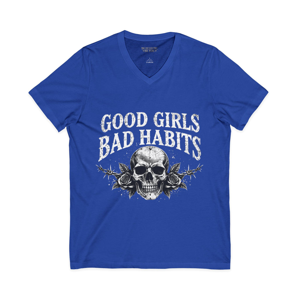 Good Girls Bad Habits Skull V-Neck Tee