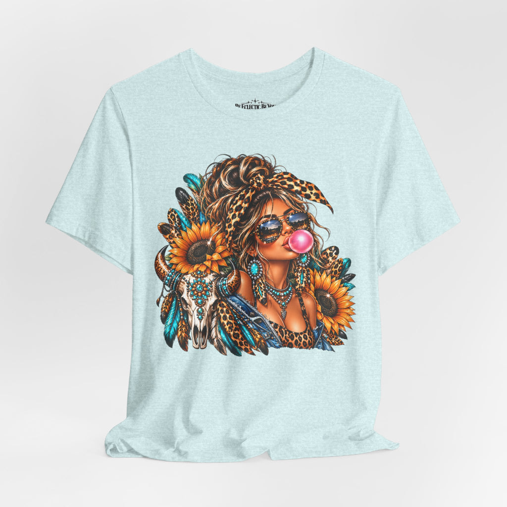 Boho Woman with Sunflowers Graphic T-Shirt