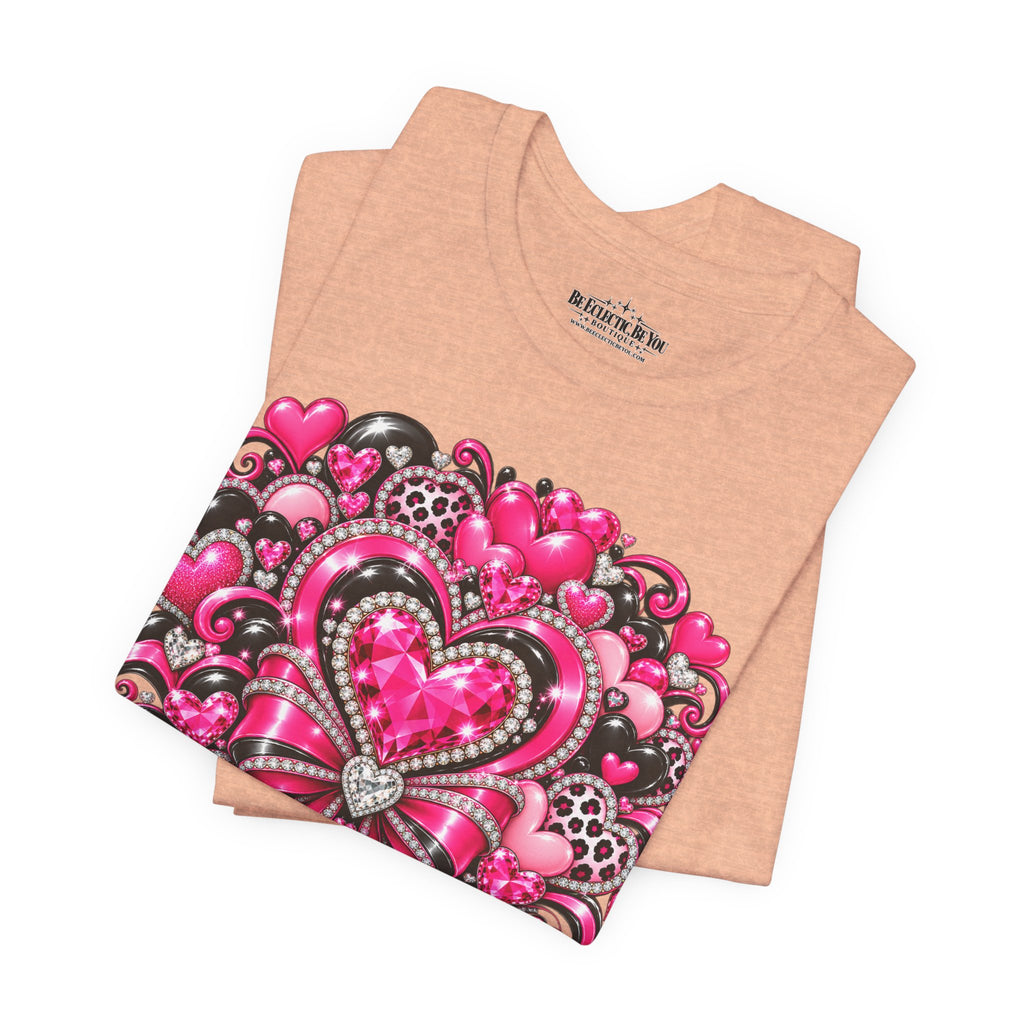 Pink Heart Valentine’s Day Graphic T-Shirt