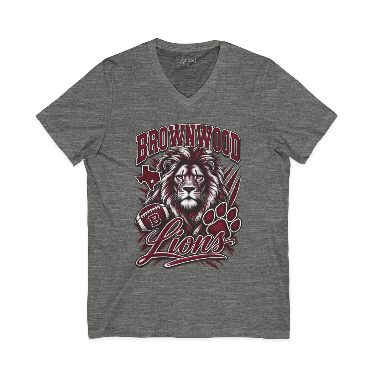 Brownwood Lions Unisex Jersey Short Sleeve V-Neck Tee