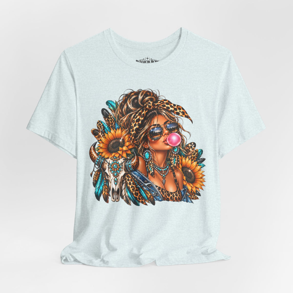 Boho Woman with Sunflowers Graphic T-Shirt