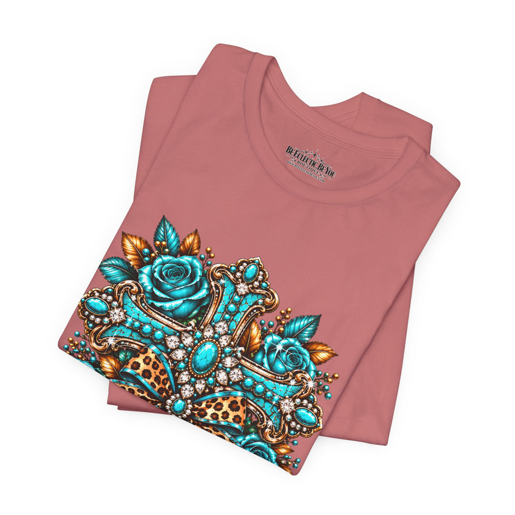 Bohemian Turquoise Floral Paisley T-Shirt