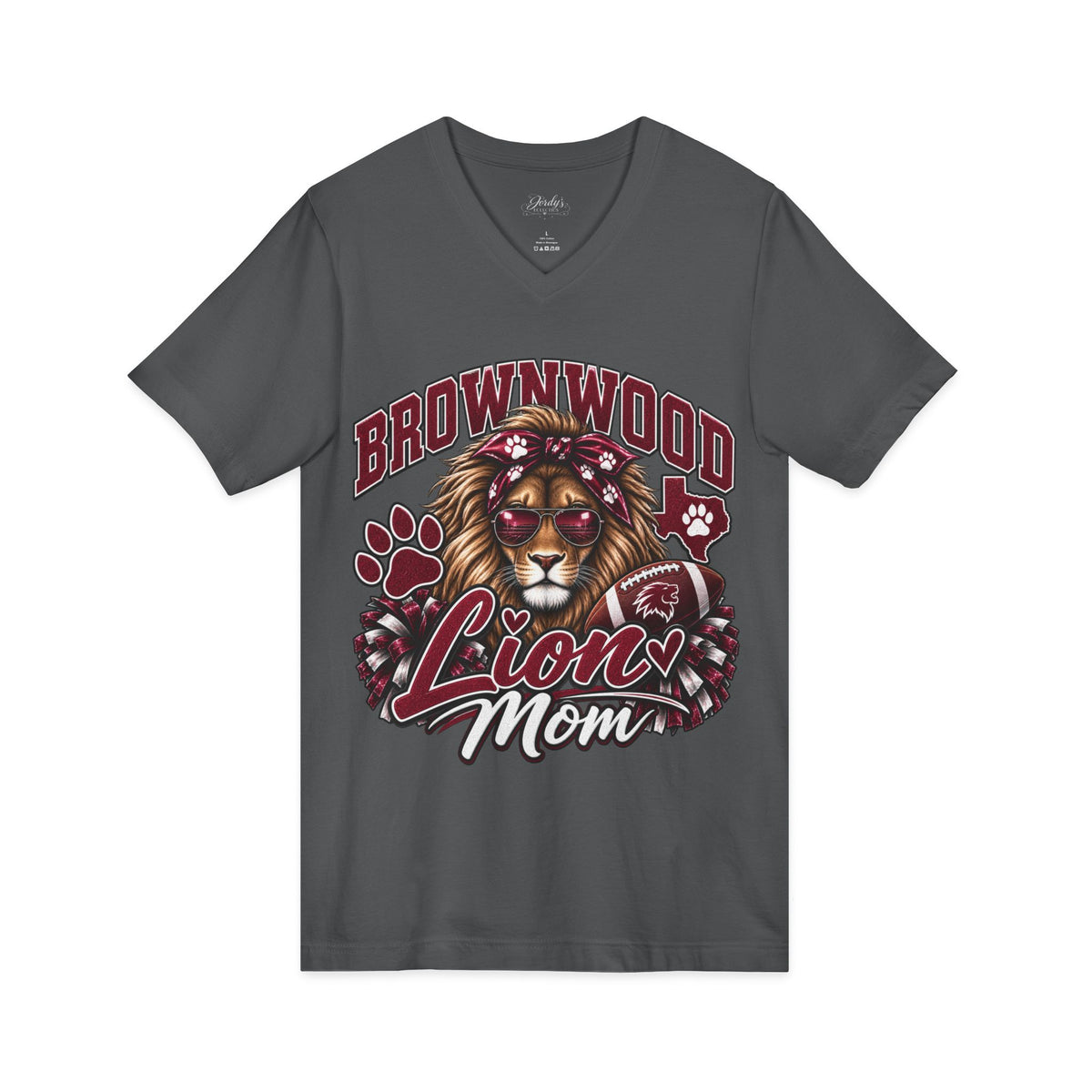 Brownwood Lions Mom Jersey Short Sleeve V-Neck Tee
