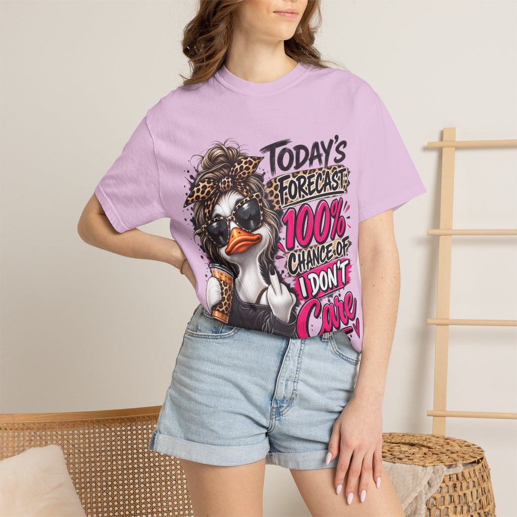 Graphic T-Shirt — "Today's Forecast: 100% Chance I Don't Care" Duck Design