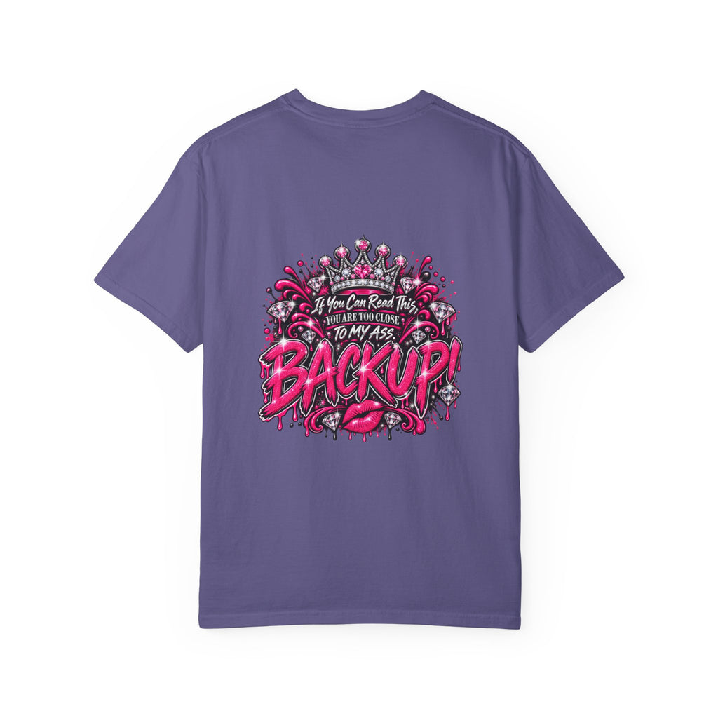 Graphic T-Shirt — Pink Lip Art & 'Backup!' Slogan Tee