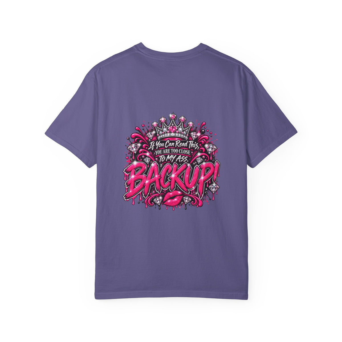 Graphic T-Shirt — Pink Lip Art & 'Backup!' Slogan Tee
