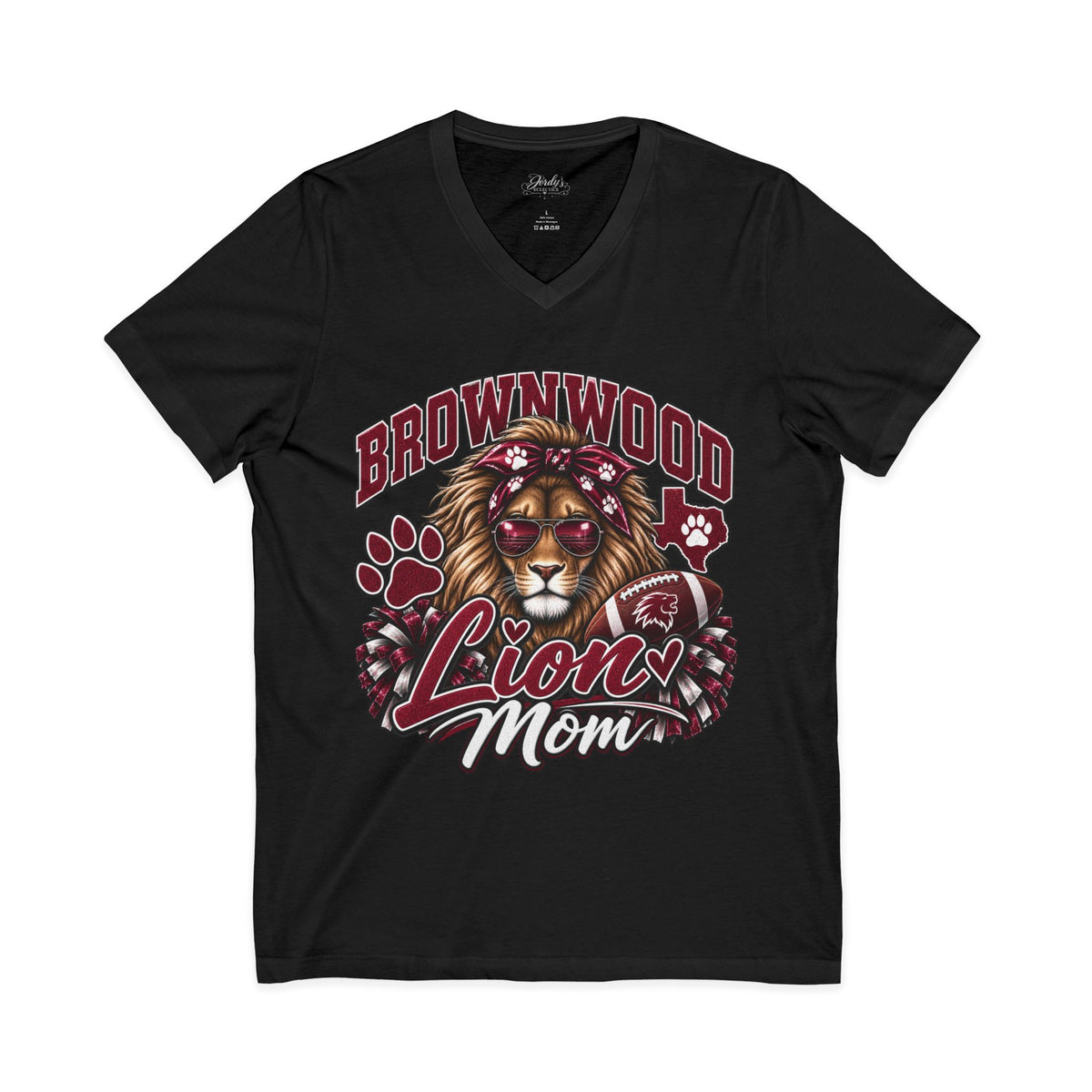 Brownwood Lions Mom Jersey Short Sleeve V-Neck Tee