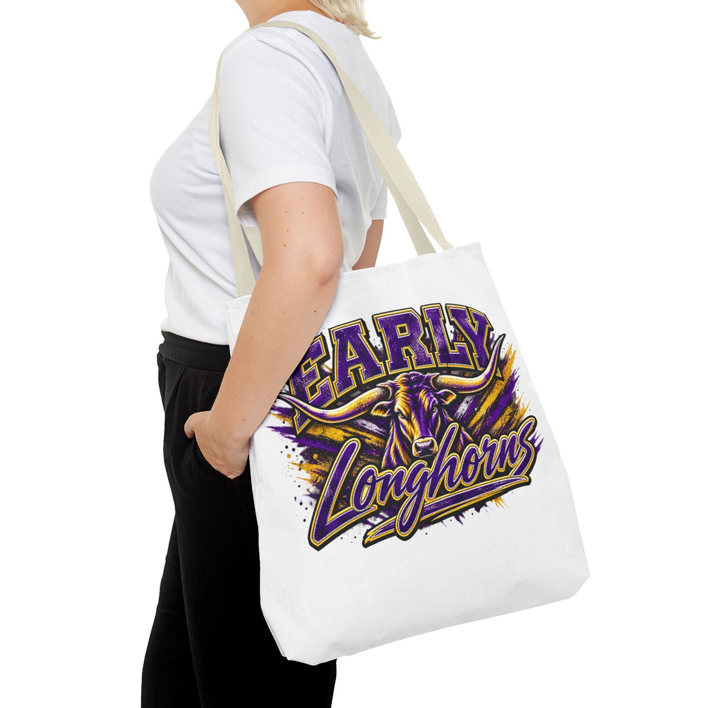 Early Longhorns Graphic Tote Bag – School Spirit Purple & Gold