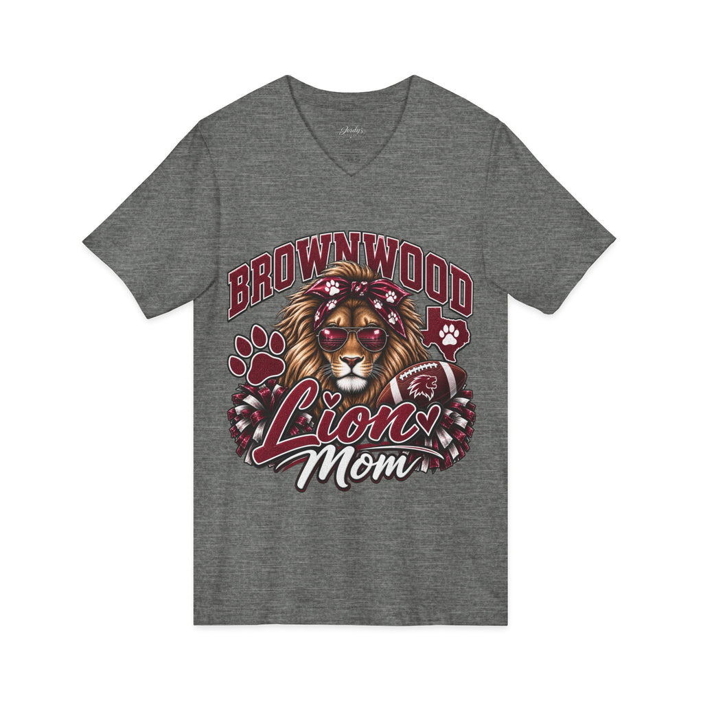 Brownwood Lions Mom Jersey Short Sleeve V-Neck Tee