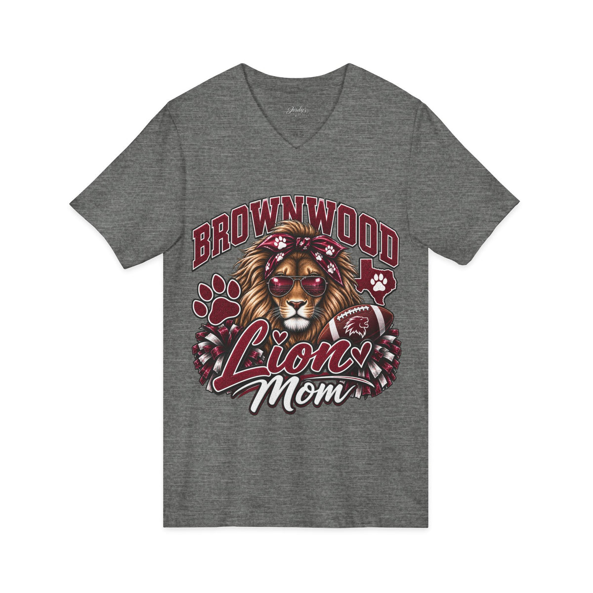 Brownwood Lions Mom Jersey Short Sleeve V-Neck Tee