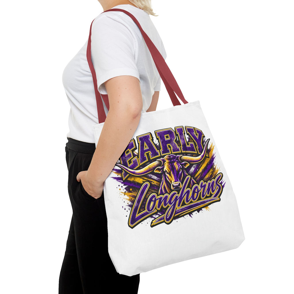 Early Longhorns Graphic Tote Bag – School Spirit Purple & Gold